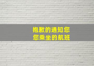 抱歉的通知您 您乘坐的航班